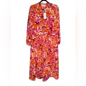 Petal and Pup Candee Long Sleeve Maxi Dress Womens Size  Medium Red Orange NEW
